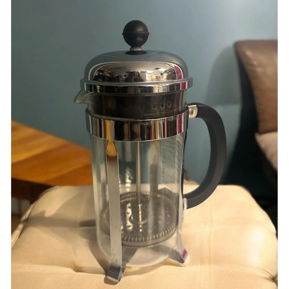 Bodum French Press Coffee Maker #157 Steel / Black 4 Cup 32 oz Made in Portugal‎